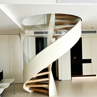 Escalier en colimaçon en ardoise blanche pure de qualité supérieure, escalier en colimaçon incurvé, escalier en colimaçon LED, escalier intérieur