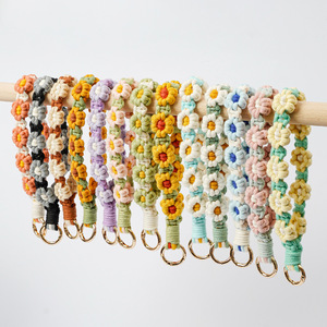 2026 Bracelet de poignet anti-perte pour téléphone portable, style bohème, fait main, tressé, motif fleur de marguerite, <span class=keywords><strong>porte</strong></span>-clés - Product Image 1