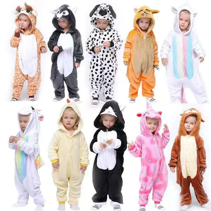 Dropship Kigurumi Kids Pajamas Unicorn Pajamas For Children Animal Cartoon Blanket Baby Costume Winter Boy Girl Licorne One sie