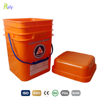 Vente en gros seau à peinture carré en plastique 20L de qualité alimentaire avec couvercle et impression de logo personnalisable seau à don recyclable