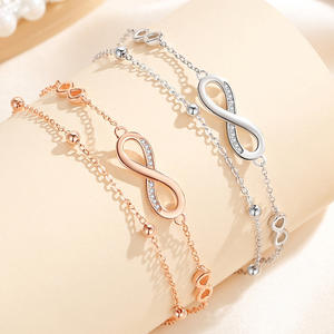 Bijoux fantaisie 925 Sterling Silver Zircon 8 chiffres Infinity <span class=keywords><strong>Symbol</strong></span> Chain Bracelet pour femme - Product Image 1
