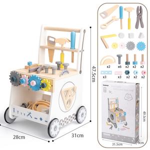Chariot à outils multifonctionnel en bois pour enfants, assemblage et démontage, écrou, exercice <span class=keywords><strong>de</strong></span> marche, jouet éducatif, trotteur pour bébé - Product Image 4