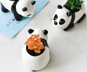 Maceta de Cerámica para Suculentas, Estilo Comercio Electrónico Transfronterizo, Maceta de Porcelana Blanca con Diseño de Panda de Dibujos Animados, Florero de Mesa o de Suelo - Product Image 3