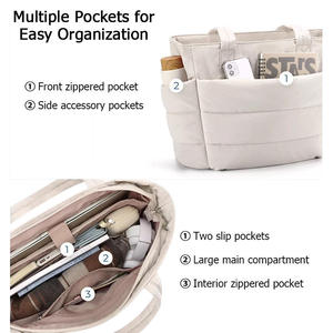 Sac fourre-tout matelassé en nylon de haute qualité pour femmes, avec logo personnalisé, idéal pour les voyages, la plage, la salle de sport, avec poche pour bouteille en polyester - Product Image 6
