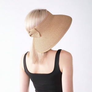 Cappello da spiaggia estivo da donna a tesa larga arrotolabile protezione ultravioletta materiale in carta naturale per erba pieghevole da viaggio visiera per la pesca - Product Image 5