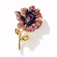 Broches en émail à fleurs 3 couleurs pour femmes, alliage, beauté, cristal, broches de banquet de mariage, idées de cadeaux pour fêtes et fiançailles