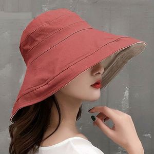 Chapeau Bob Réversible en Coton et Lin à Large Bord pour Femme, 58-60 cm, Printemps-Été-Automne, Idéal pour les Activités de Plein Air et les Complexes Hôteliers - Vente en Gros - Product Image 4