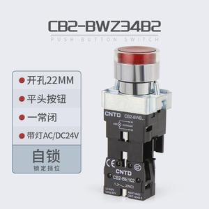 Interruptor de Botón Pulsador Iluminado de Cabeza Plana CNTD Changde Electric CB2-BWZ34B2 con Función de Autobloqueo y Auto-Reinicio - Product Image 3