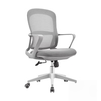 Chaise de bureau ergonomique à dossier mi-haut en maille, réglable en hauteur, pivotante, avec accoudoirs fixes