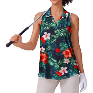 FOXA Womens Golf Sleeveless Shirt Quick Dry Tropical Print Active <b>Top</b> For Tennis Pickleball - Product Image 1