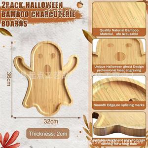 Bandeja de servir rectangular de madera para Halloween, 36 cm, para aperitivos, postres, decoración del hogar - Product Image 5
