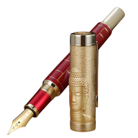 Jinhao Wudao Buddha Tathagata stylo plume élégant rouge doré sculpté Design ergonomique avec capuchon rotatif stylo à encre d'écriture