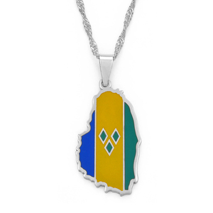 Collier pendentif carte de Saint-<span class=keywords><strong>Vincent</strong></span>, chaîne à vagues d'eau, acier inoxydable, motif en forme de voiture des Antilles Mineures, excellente idée cadeau - G098421 - Product Image 4