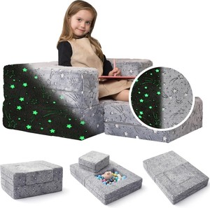 Glow-in-the-Dark Comfort Modular and Multifunctional kids modular couch Seat Chair Ball Pit Soft <b>Play</b> Blocks <b>Sofa</b> washable cover - Product Image 1
