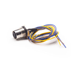 Connecteur femelle à montage sur panneau IP67 M12 4 broches à code A, assemblage de câbles avec fils volants 22AWG pour le câblage des capteurs - Product Image 4