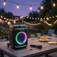 BA-S801 Altavoz Inalámbrico para Exteriores de 8 Pulgadas con Luces RGB, Micrófono Individual, Marca Privada, MOQ Bajo, Personalización de Fábrica, Entrega Rápida en 7 Días