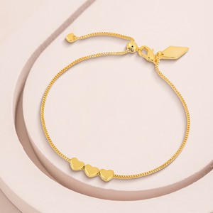 Elegante bracciale con cuore placcato in oro per le donne regolabile 925 argento Sterling Design minimalista perfetto regalo di nozze - Product Image 2