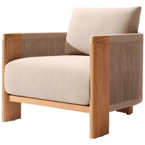 Sofá de Madera Maciza Tejida de Ratán para Exteriores de Estilo Nórdico, Muebles de Teca de Diseño Moderno y Cómodo para Jardín, Patio, Hotel y Casa de Huéspedes - Product Image 5