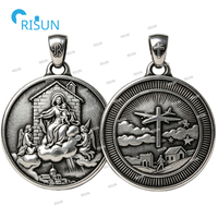 Pendentif Médaillon Personnalisé Sainte Notre-Dame de Loreto, Pièce Centrale de Chapelet, Charme, Collier, Médaille Religieuse Catholique de la Sainte Patronne de Loreto