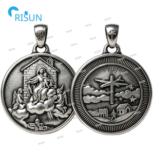 Medalla Personalizada <span class=keywords><strong>de</strong></span> Santa Loreta, Colgante, Medallón, Collar, Piezas <span class=keywords><strong>de</strong></span> Centro <span class=keywords><strong>de</strong></span> Rosario, Amuleto, Virgen <span class=keywords><strong>de</strong></span> <span class=keywords><strong>Loreto</strong></span>, Patrón Católico Religioso - Product Image 3