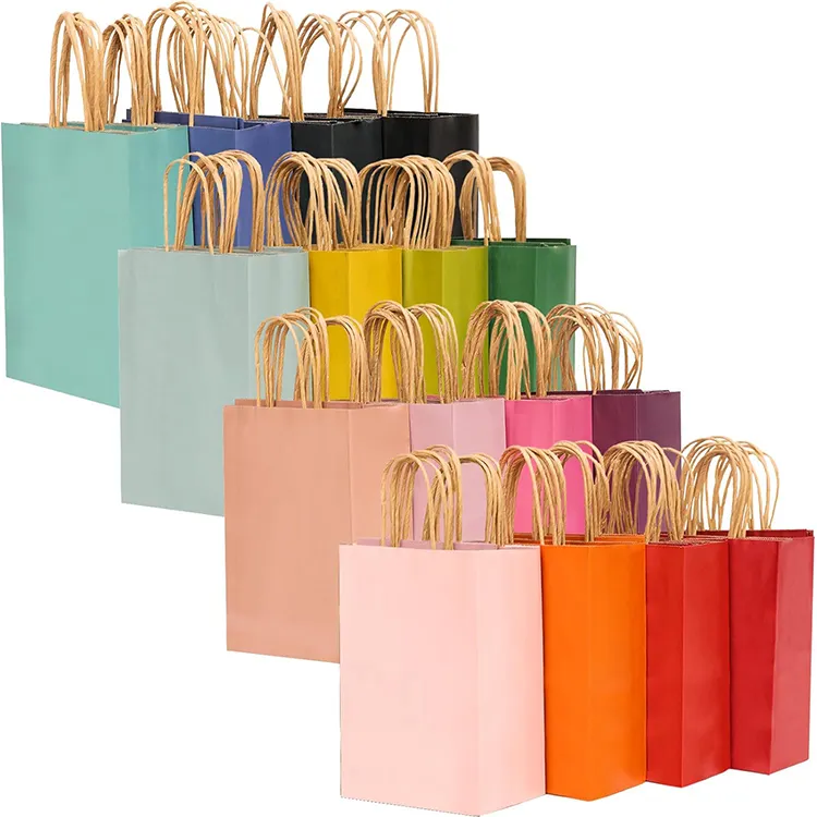 Sac à provisions de taille personnalisée de luxe d'usine sacs cadeaux en papier kraft portables multicolores à fond carré avec poignées