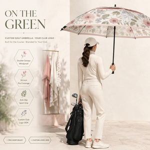 Parapluie de golf floral à double couche, résistant au vent, grande couverture, logo personnalisé, poignée antidérapante pour golfeuses, protection solaire et pluie en extérieur - Product Image 4