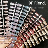 Faux ongles œil de chat XS/S/M, 30 pièces, forme ovale courte, couleur unie, à presser, fournisseur d'ongles artificiels pour usage quotidien