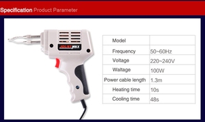 Kit de <span class=keywords><strong>Fer</strong></span> à <span class=keywords><strong>Souder</strong></span> Électrique Industriel Automatique Haute Puissance <span class=keywords><strong>100W</strong></span> avec Lampe de Travail, État Neuf - Product Image 2