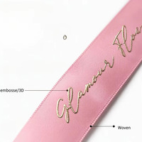 Ruban personnalisé E-Magic avec logo, ruban en satin de 25 mm, impression en feuille d'aluminium, ruban simple face, ruban en polyester rose mat pour emballage cadeau