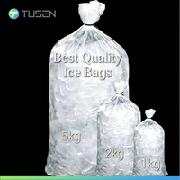 Sac à glace en plastique Tusen de 5 kg, à couture renforcée thermiquement, de qualité alimentaire, pour terminal de vente automatique
