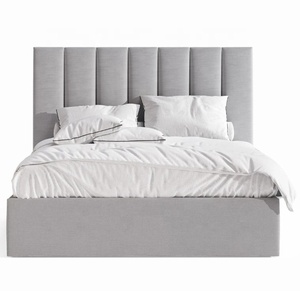 <span class=keywords><strong>Letto</strong></span> <span class=keywords><strong>Matrimoniale</strong></span> con <span class=keywords><strong>Testiera</strong></span> Imbottita in <span class=keywords><strong>Tessuto</strong></span> Grigio Chiaro, Struttura con Sollevamento a Gas - Product Image 1