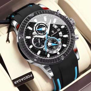 POEDAGAR 686 Charm Silicone Band Man Quartz <b>Watch</b> Waterproof Luminous Hands Date Display <b>Watches</b> for Men Gifts Reloj Para Hombre - Product Image 1