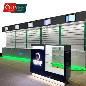 Modern New Glass Decorated Retail Counter For Hookah Display 3D Design Services For Smoke Store