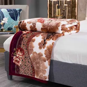 Фланелевое Одеяло с принтом из 100% полиэстера, Фланелевое тканевое постельное белье с принтом для индийского текстиля с цветочным дизайном