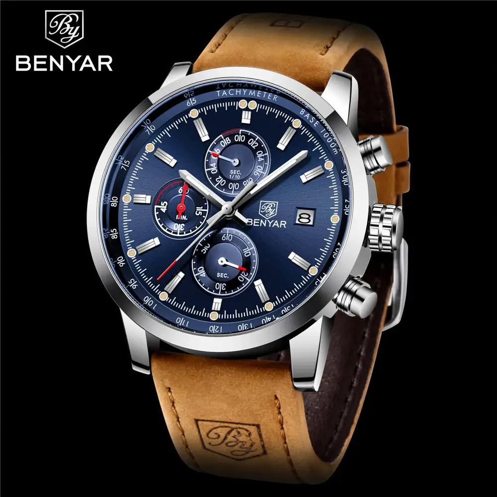 2022 BENYAR 5102 Mens Watches Luxury Quartz Watch Men Sport Wrist Watch Men Chronograph Relogio Masculino