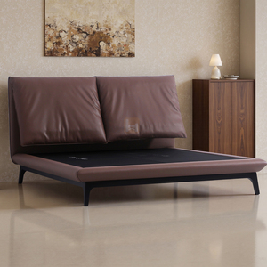 Lit <span class=keywords><strong>avec</strong></span> <span class=keywords><strong>sommier</strong></span> en bois de bouleau et cuir microfibre écologique, moderne, luxueux, confortable, personnalisé pour hôtel, appartement, villa, maison - Product Image 3