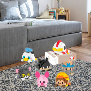 Set di Blocchi da Costruzione con Personaggi dei Cartoni Animati, Serie Famiglia PaPa, Sei Design Carini, Giocattoli Educativi per lo Sviluppo delle Abilità Motorie Fini dei Bambini in ABS - Product Image 2