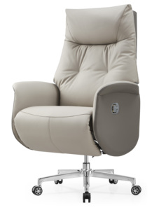 Sedia Direzionale Ergonomica in Pelle, Poltrona da Ufficio Regolabile con Schienale Alto per Dirigenti - Product Image 2
