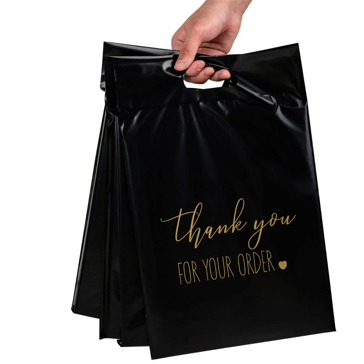 Negro bolsas de correo de logotipo personalizado