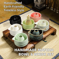 Supports à fouet à matcha japonais et bols, ensemble de 2 pièces, faits à la main, en porcelaine écologique, design classique, outils de cérémonie du matcha, accessoires de théière GF TM18