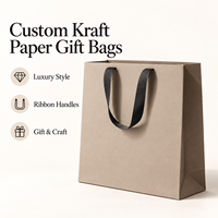 Sacs cadeaux en papier kraft de luxe personnalisés avec poignées en ruban pour boutique, artisanat, emballage de vente au détail, commandes personnalisées en gros