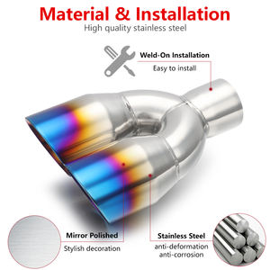 Silenciador de tubo de escape para coche, punta de escape quemada azul de entrada de 2,5 pulgadas, doble salida, personalización de la dimensión, ajuste del 2015 - Product Image 3