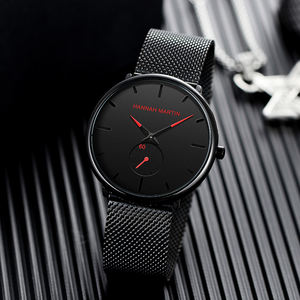 Nouvelle montre à quartz pour homme Hannah Martin 2026, design simple et sportif, étanche, en acier inoxydable, avec petit cadran en maille noire - Product Image 5