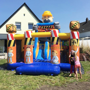 Castillo hinchable tematico de construction wet or dry outdoor kids <b>inflatable</b> bounce house with slide combo castle - Product Image 3