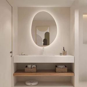 Mobile <span class=keywords><strong>Bagno</strong></span> Moderno ed Elegante da Parete con Lavabo Resistente all'Acqua, Specchio LED, Struttura in PVC, Acciaio e MDF Melaminico per Bagni di Design - Product Image 1