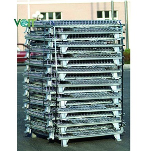 Heavy Duty Welded Steel Transport Warehouse Folding Wire Mesh Pallet Storage Cage