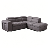 Canapé d'angle confortable en forme de L avec rangement, ottoman et coussin rembourré en éponge, convertible en lit