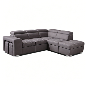 Comfortable Upholstered L Shaped Corner <b>Sofa</b> Bed With Storage Chaise Ottoman And Sponge Filled Cushion Converting To Bed - Product Image 4