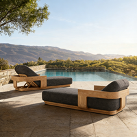 Chaise longue de luxe moderne en teck imperméable pour projets hôteliers, piscine, patio, jardin, complexe hôtelier, villa, transat de jardin