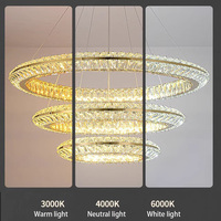Lustres sur mesure pour hôtel, grands lustres à anneaux, plafonds hauts, luminaires suspendus de luxe, lampes LED pour escalier, lustre rond moderne en cristal K9